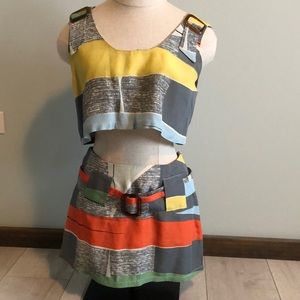 Vintage 2 piece crop top and hip hugging skirt size small